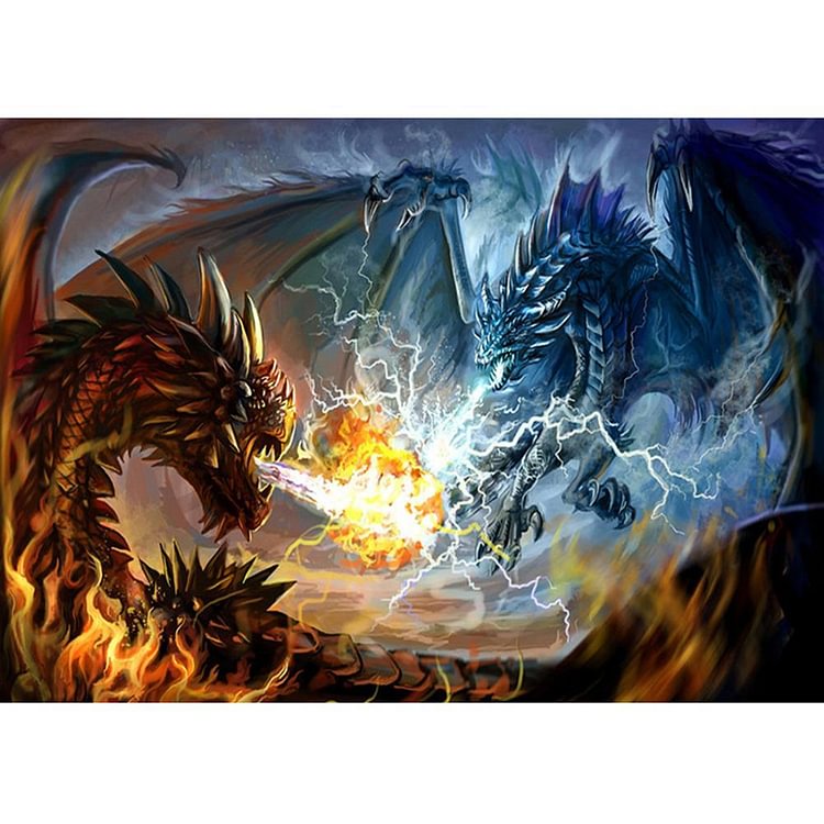 Peinture de diamant - carré complet - duel de 2 dragons