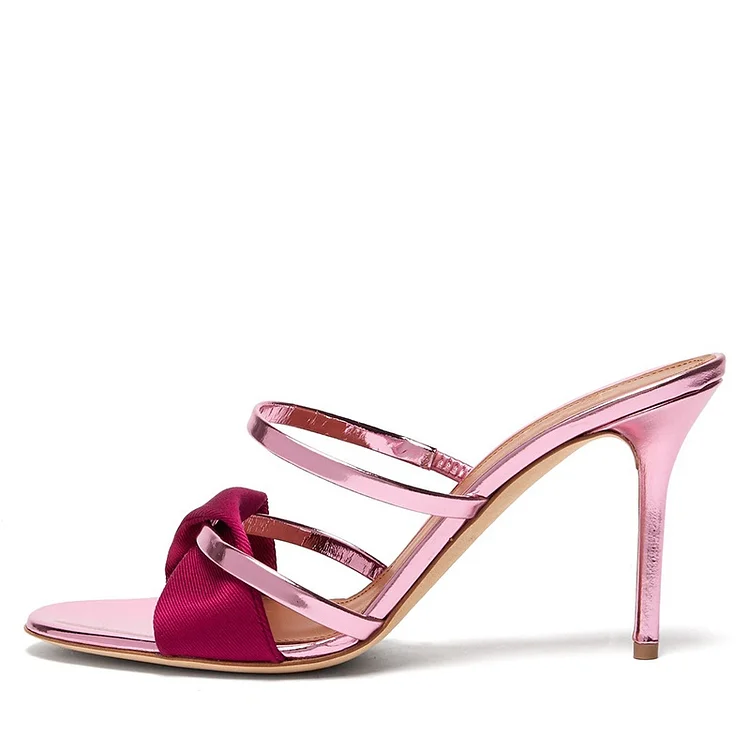 Pink and Red Strappy Mule Sandals with High Heels Vdcoo