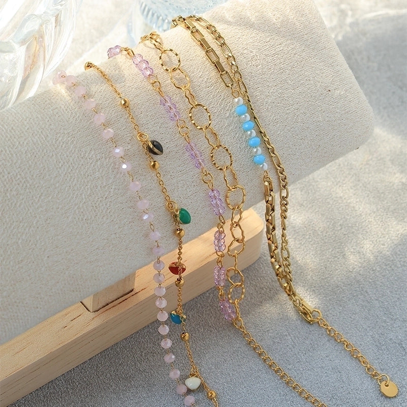 Casual Vacation Commute Geometric Round 304 Stainless Steel 14K Gold Plated Cable Chain Bracelets In Bulk