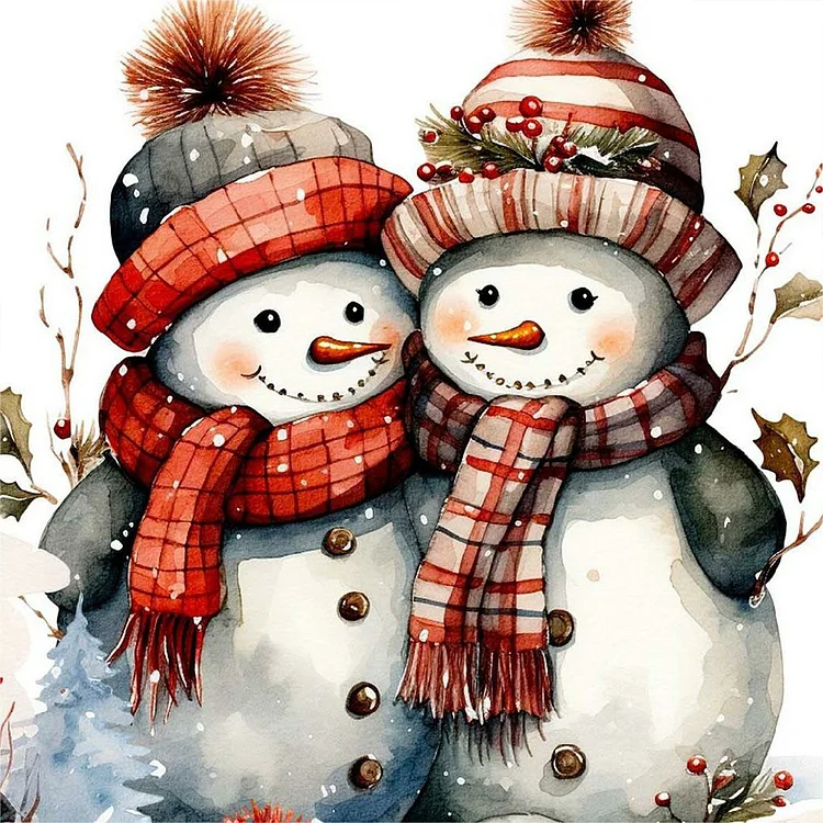 Christmas Snowman 40*40CM(Canvas) Full Round Drill Diamond Painting