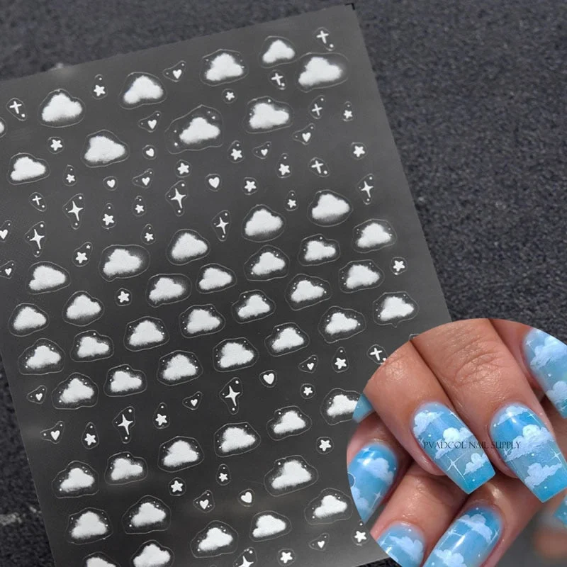 Cloud Nail Art Stickers 3D Decal Self-adhesive Stars Bubble Stickers for Salon Manicure Nails Decoration