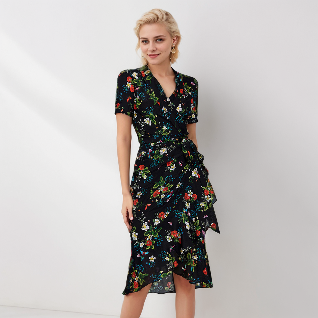 Silk Chiffon Dresses Slim Fit Vacation Style REAL SILK LIFE