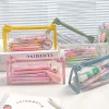 Y2K Stationery Color Edge Tranparent PVC Pens Brushes Storage Bag Back to School Season