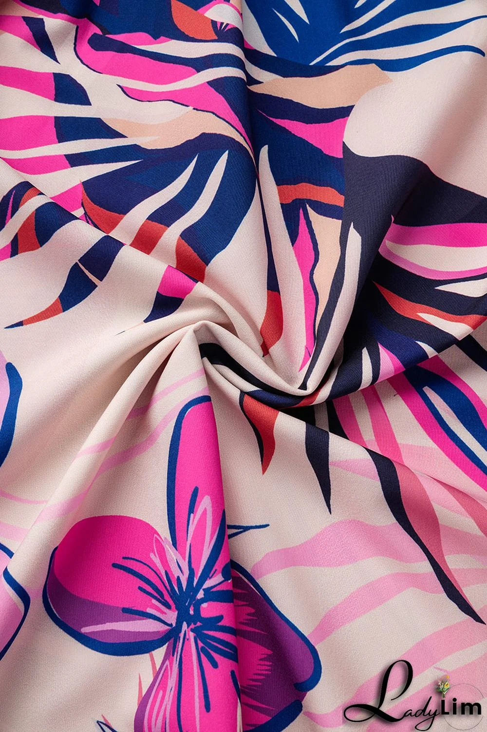 Rose Red Casual Print Backless Off the Shoulder Lantern Dress Dresses