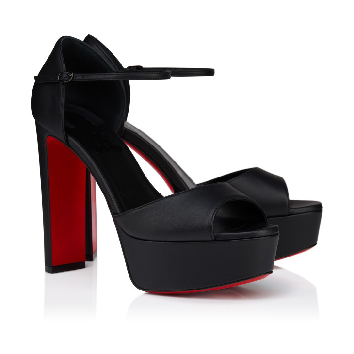 130mm Women's Red Bottom Open Toe Sandals Ankle Strap High Heel Summer Shoes Chunky Heel Platforms-MERUMOTE