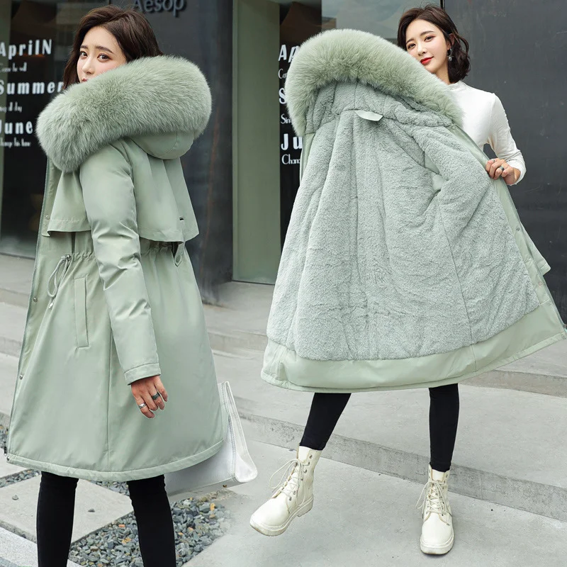 Toloer 2024 Winter New Women's Cotton-Padded Clothes In The Long Big Hair Collar And Wool Cotton-Padded Jacket Down Cotton-Padded Jacket Cotton-Padded Jacket Coat-Outfit Ideas