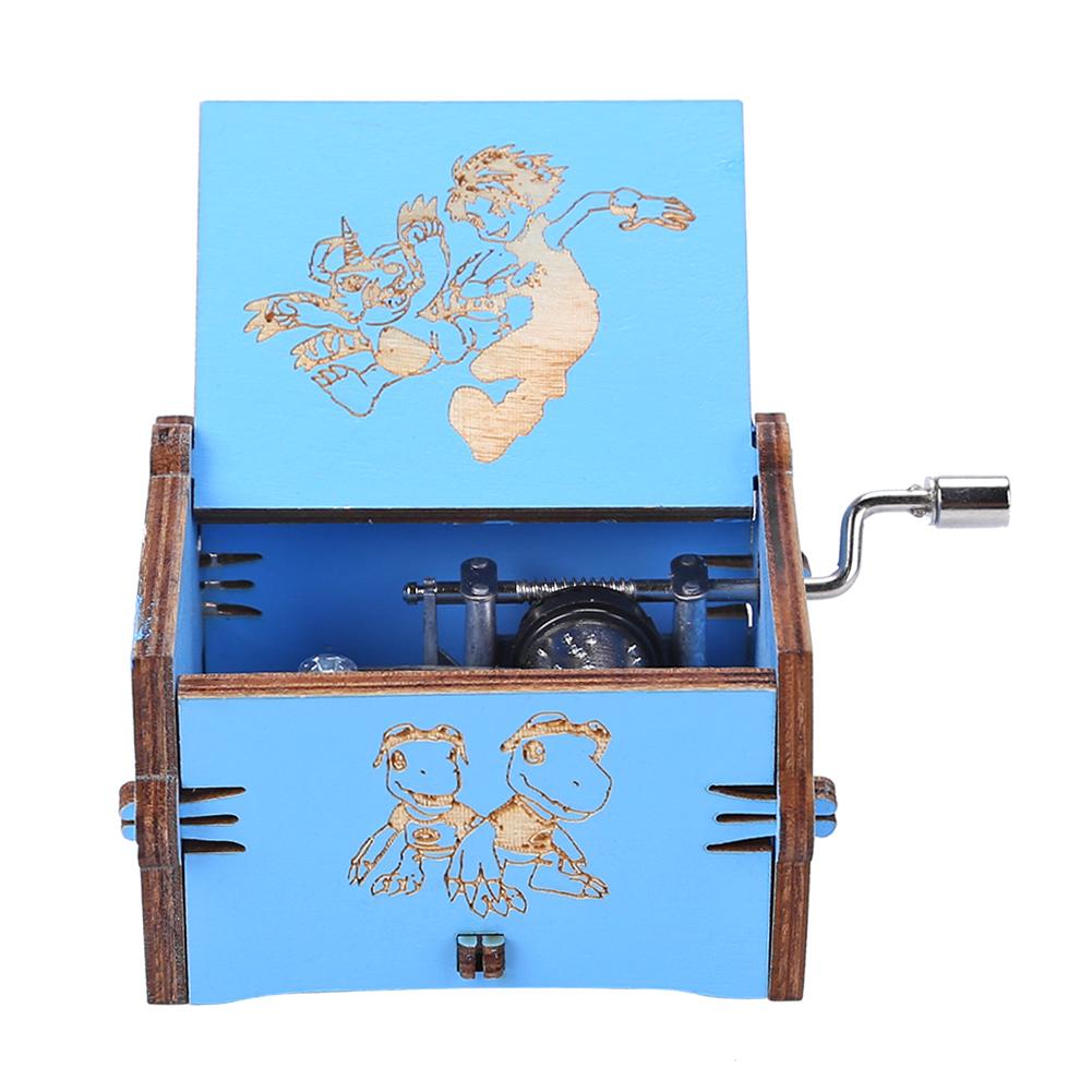 

Retro Wooden Hand Cranked Music Box Home Crafts Ornaments Kids Gifts (Blue, 501 Original