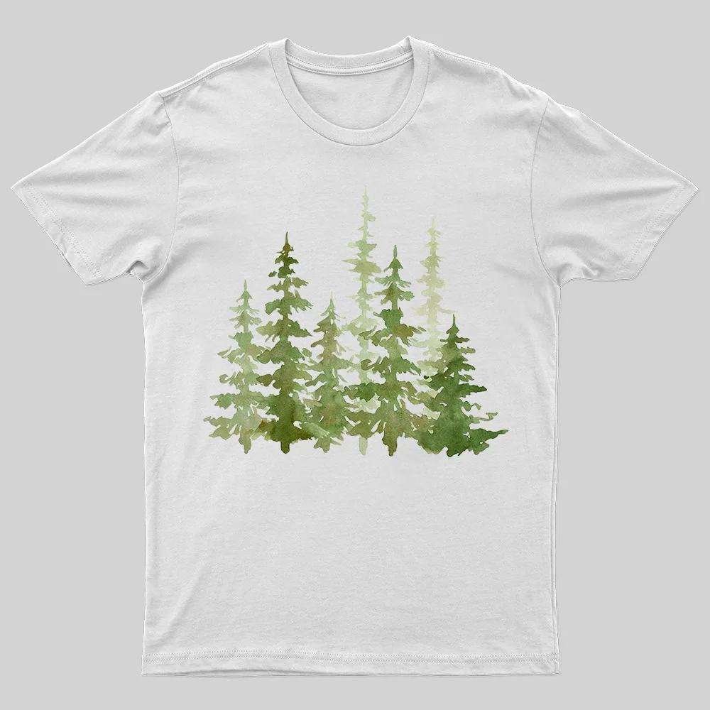 Watercolor Pine Tree Art Printed Men's T-shirt