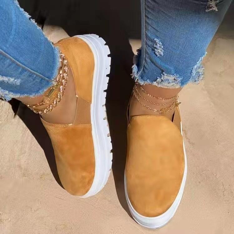 Solid color slip on platform loafers
