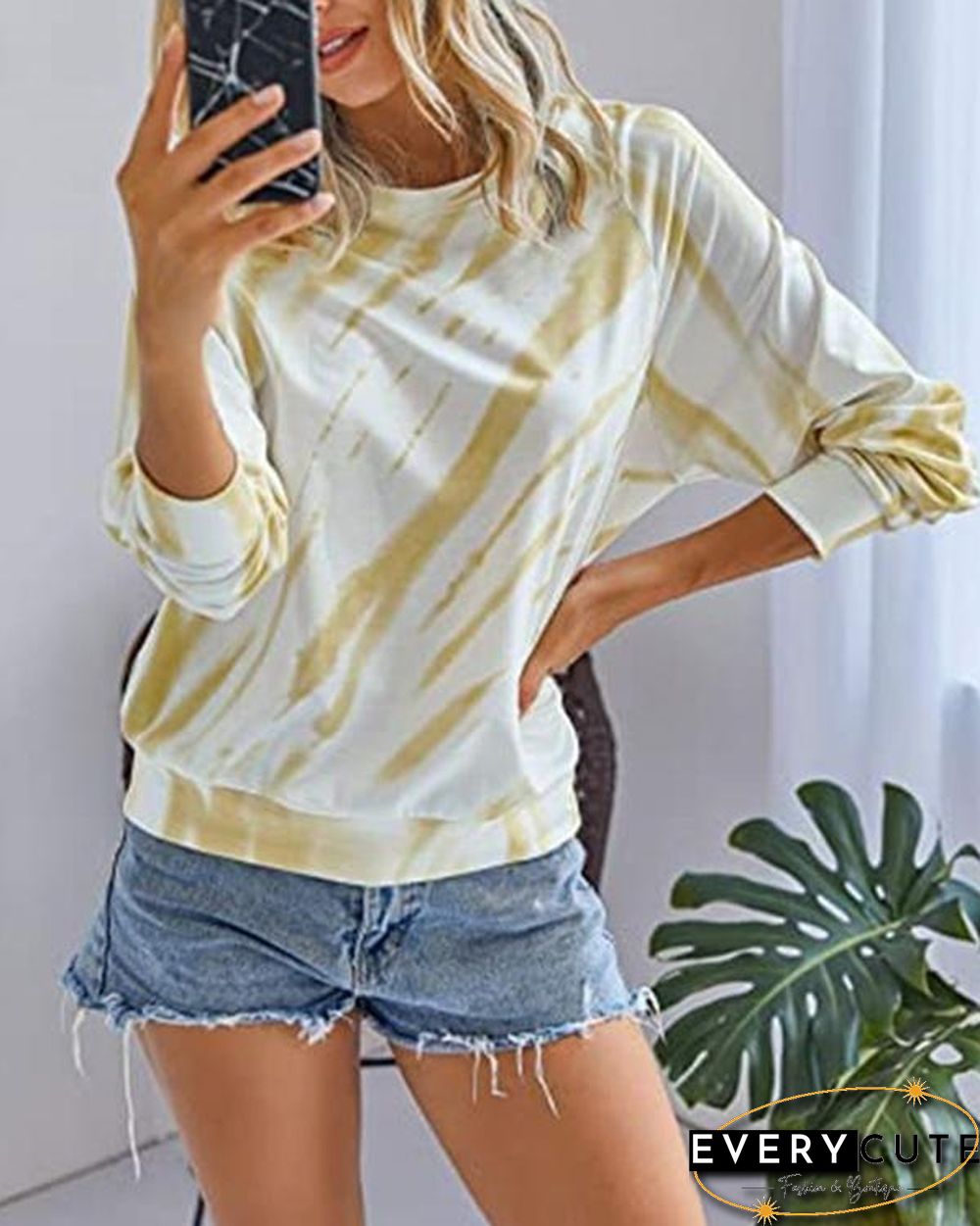 Tie Dye Round Neck Long Sleeve T-shirt