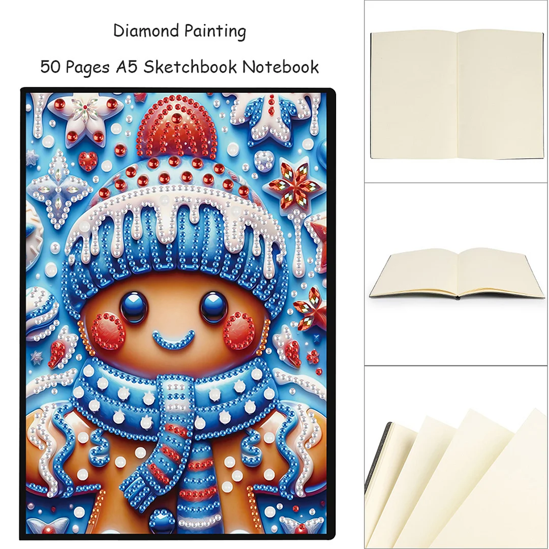 2pcs Christmas Partial DIY 50 Pages A5 Diamond Painting Notebook for Study Home