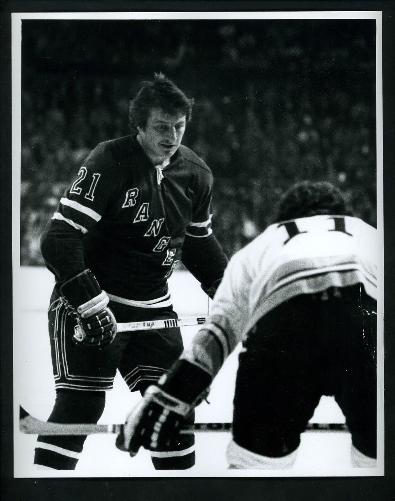 Pete Stemkowski face off circa 1970's Press Original Photo Poster painting New York Rangers