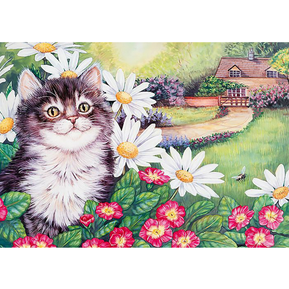 

40*30CM - Round Drill Diamond Painting - Cat Dream, 501 Original
