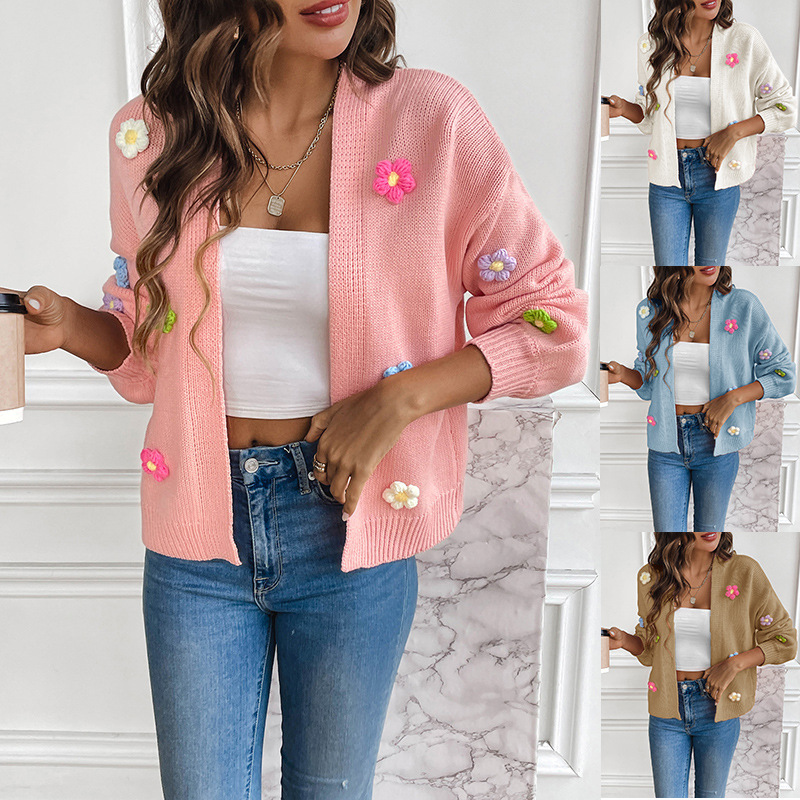 Blooming Crochet Floral Knit Cardigan - Comfy Women's Sweater