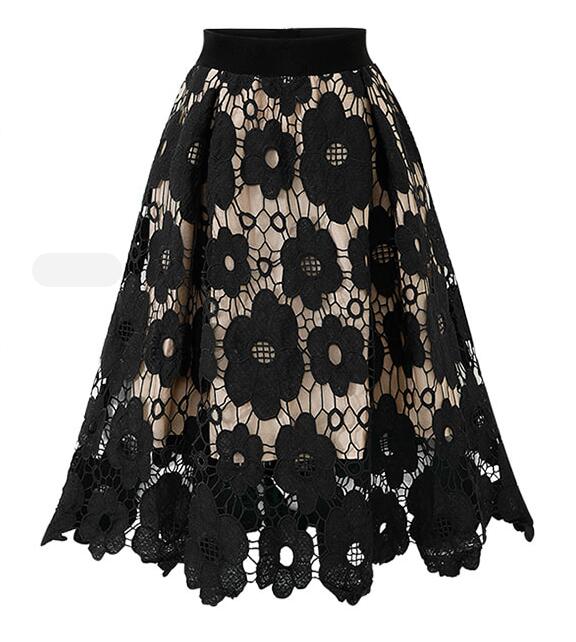 Guosenlang cute prom dresses Hot sale Summer Ladies Skirts Women Lace Short Skirt Elastic Waist Ball gown A-line Flower Hollow  Matching Lace Skirt