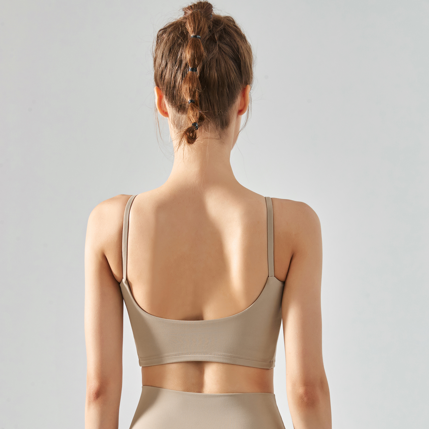 Buy Hergymclothing Khaki eco friendly thin straps sports gym workout sustainable fitness tank top vest at an affordable price
