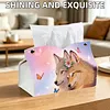 Pink Sky Twin Wolves Butterfly DIY Diamond Painting PU Tissue Holder Box