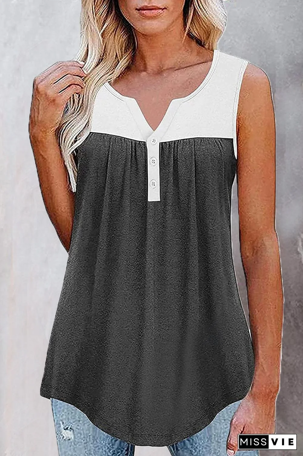 Fashion Casual Solid Split Joint V Neck Tops(7 colors)