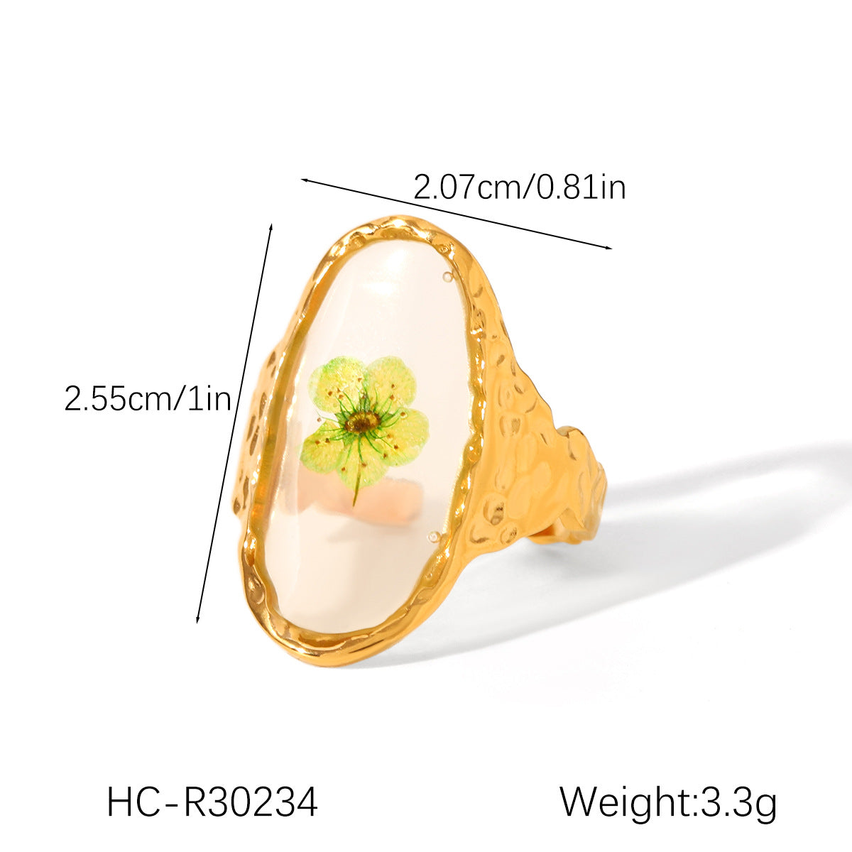 18K Gold Stainless Steel Ring Four-Leaf Clover Immortal Flower Titanium Steel Ring Small Daisy Flower Ring Female