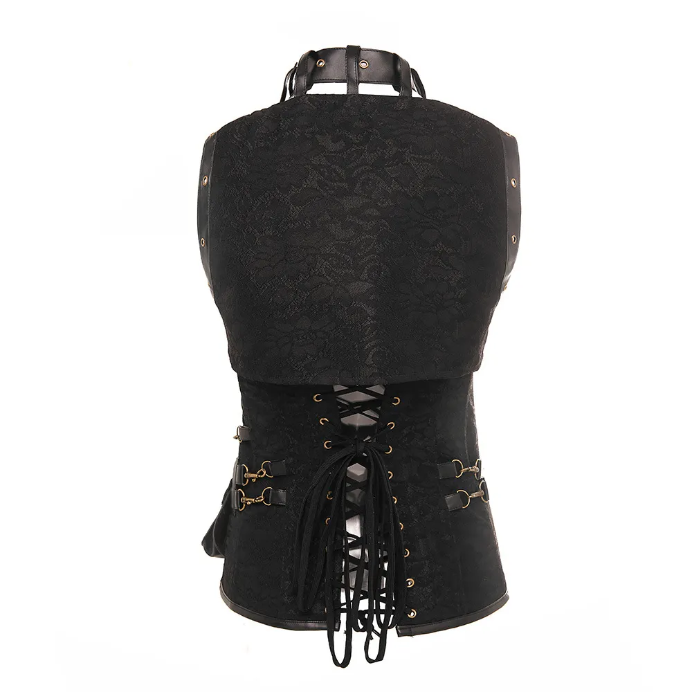 Churchf Churchf Retro With Gothic PU Court Slim Belly Sexy Harness Top Women's Body Wear