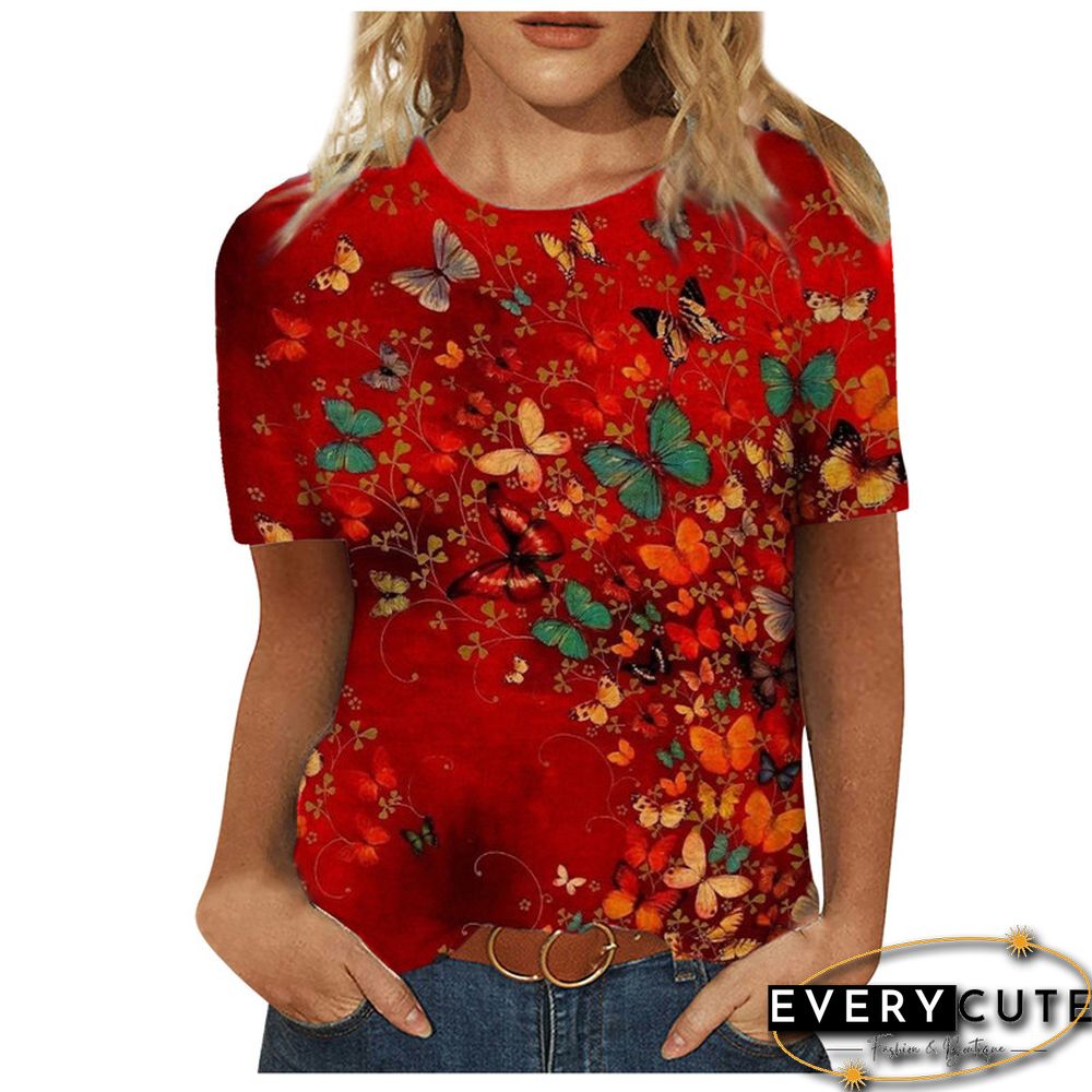 Women 3D Landscape Painting Positioning Sunflower Print T Shirt New Summer Vintage Casual Short Sleeve O-Neck Size Top