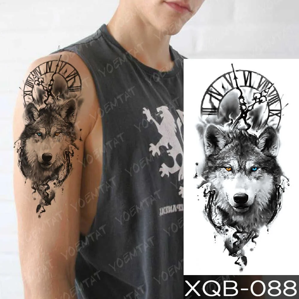 Sdrawing Wolf Tiger Animal Waterproof Temporary Tattoo Sticker Men Arm Leg Tatto Body Art Fake Tatto Water Transfer Tattoos Women