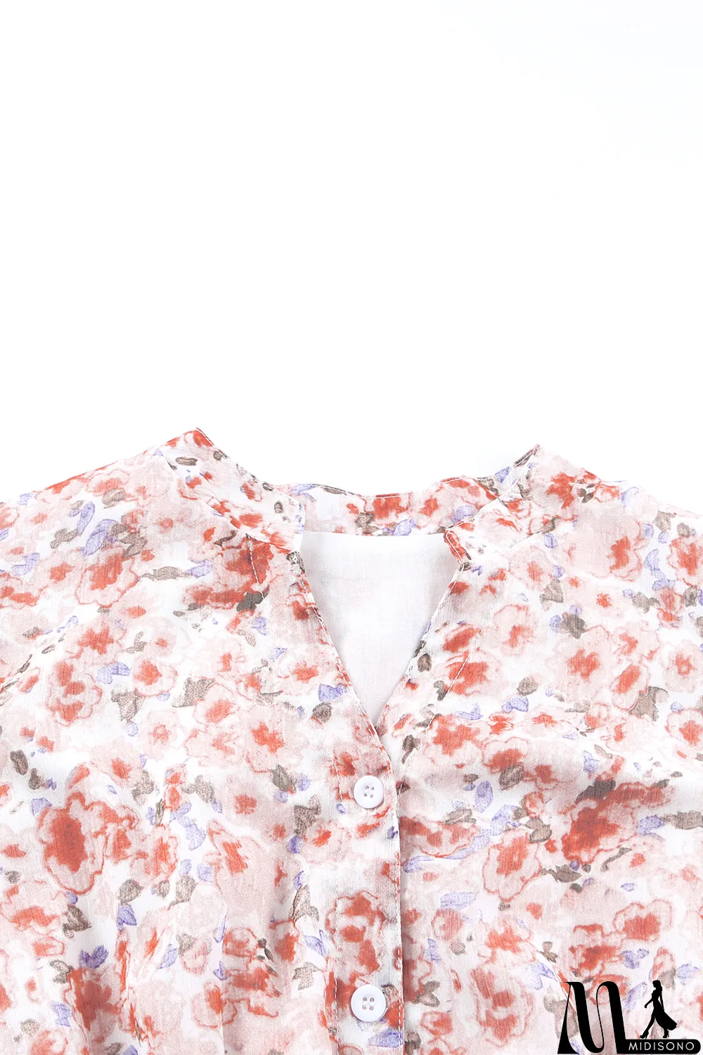 MidiSono - Red Shirred High Waist Floral Mini Dress