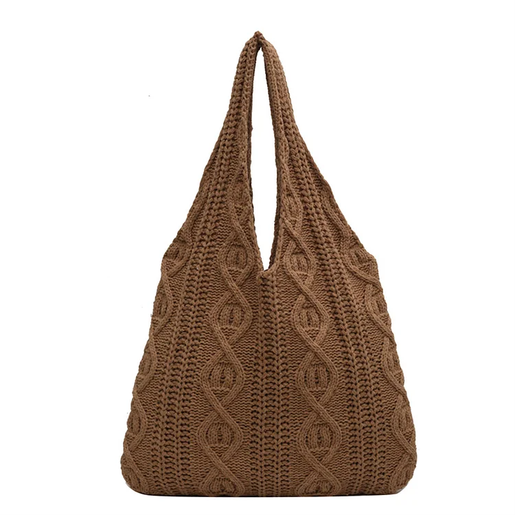Women Casual Shoulder Bag Solid Color Shopping Handbag for Female (Coffee )