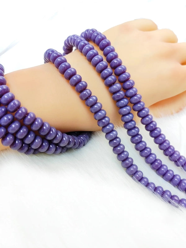 1 String 5*8mm Glass Glass Geometric Solid Color Beaded