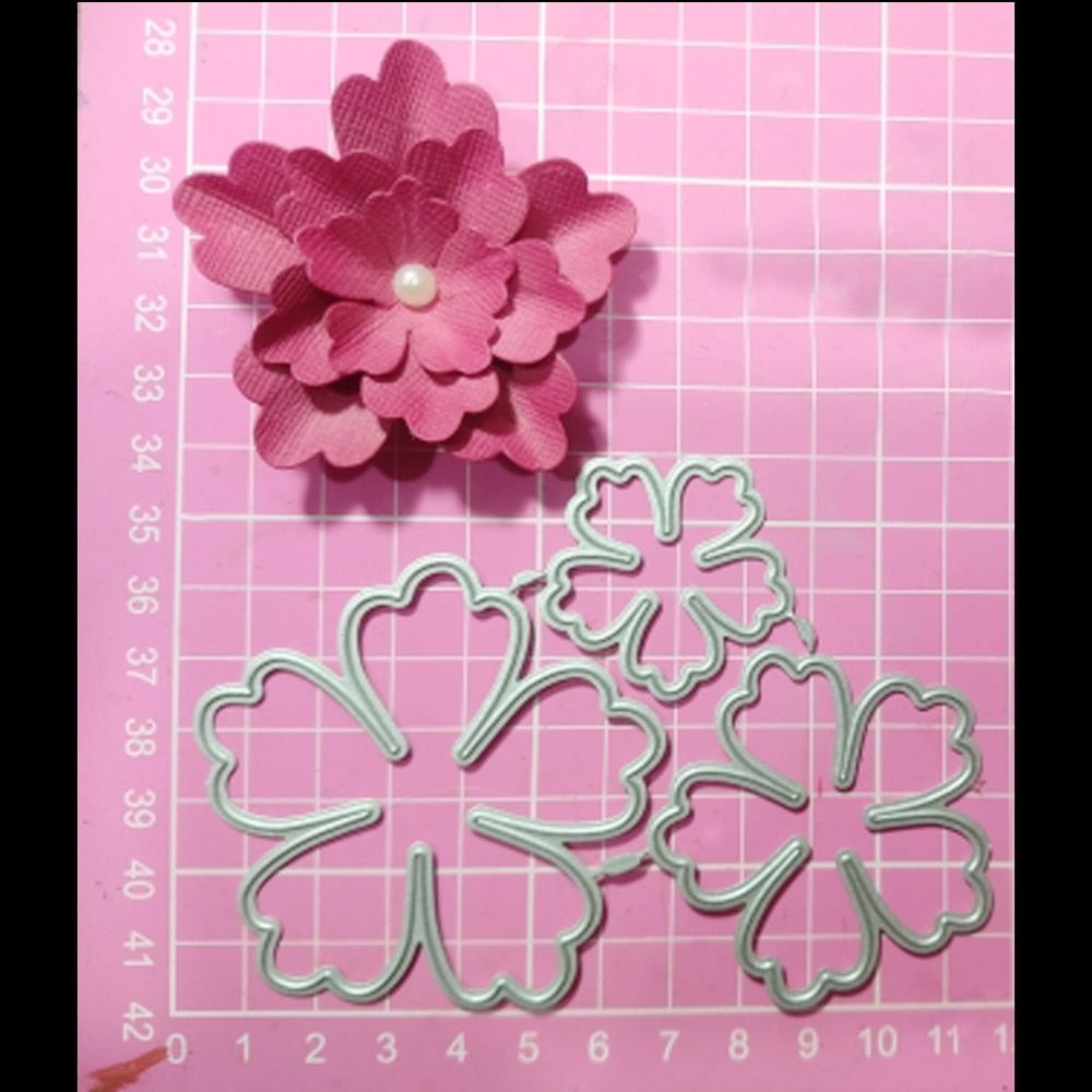 3-piece  Flower Metal Cutting Dies Cutter Stencils Scrapbooking Decorative Embossing Photo Album Decor Card Making DIY Crafts