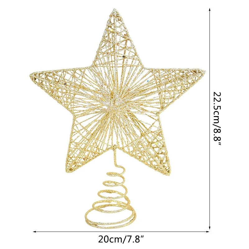 Gold Glitter Christmas Tree Top Iron Star Christmas Decorations For Home Xmas Tree Ornaments Navidad New Year 2021 Natal Noel