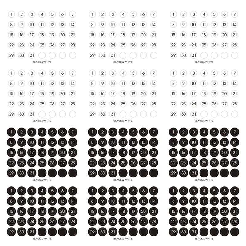 Transparent Date Stickers for Full Year 365 Days Planner Stickers Weekly Monthly Daily Book Label Index Stationery Stickers