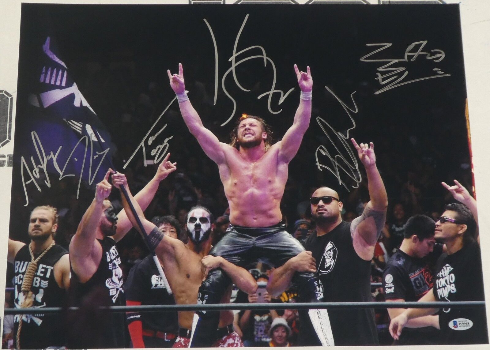 Adam Page Bad Luck Fale Tama Tonga Kenny Omega + Signed 16x20 Photo Poster painting BAS COA NJPW