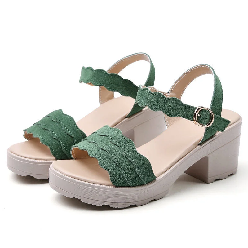  2022 Summer Shoe Sandals for Women Suede Heel Leather Casual Platform Pumps Korean Designer Slipper