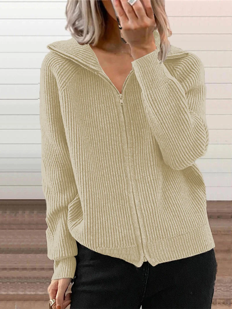 Women's  Solid Color V-neck Long Sleeve Coat