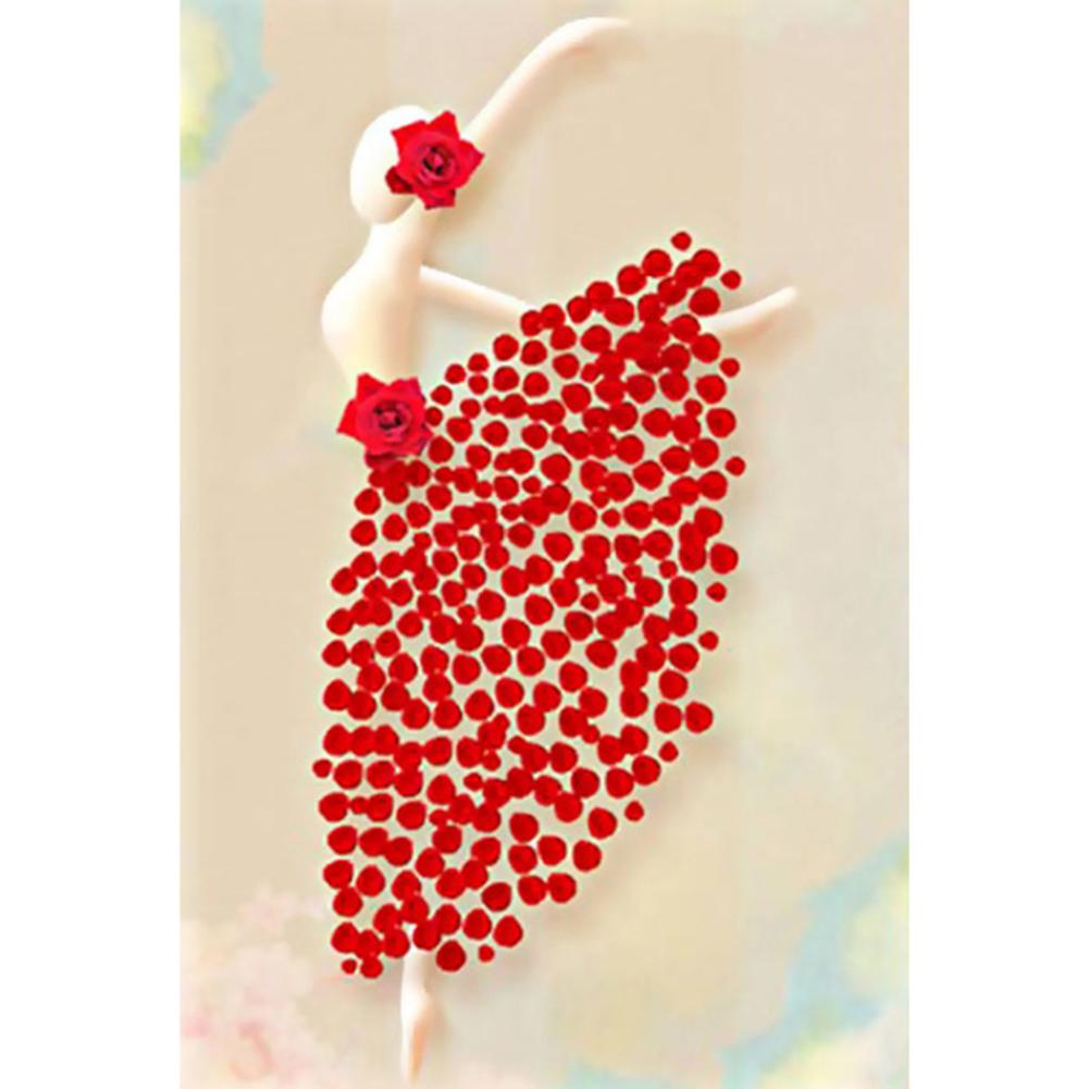 

30*40CM-Round Drill Diamond Painting-Rose Ballet Girl, 501 Original