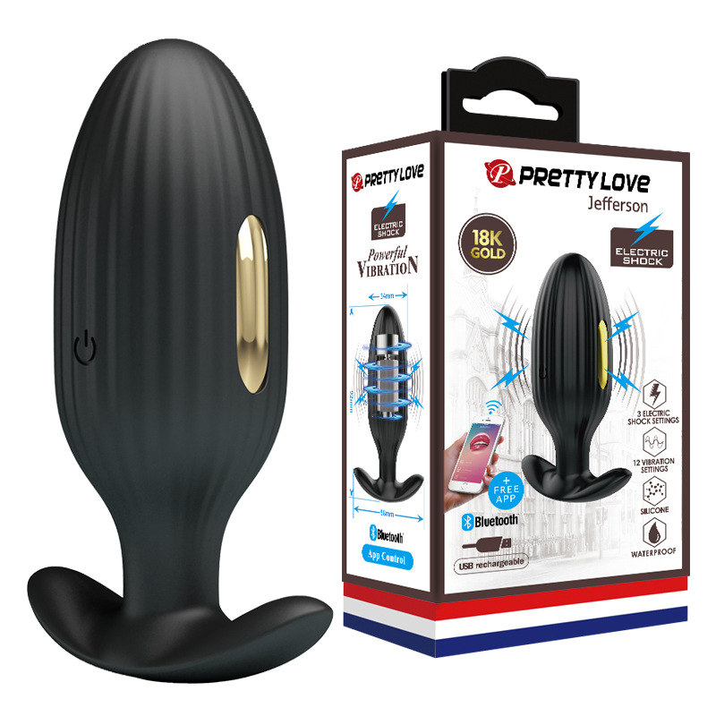 PrettyLove Bluetooth APP Control Vibrating Shocking Butt Plug 