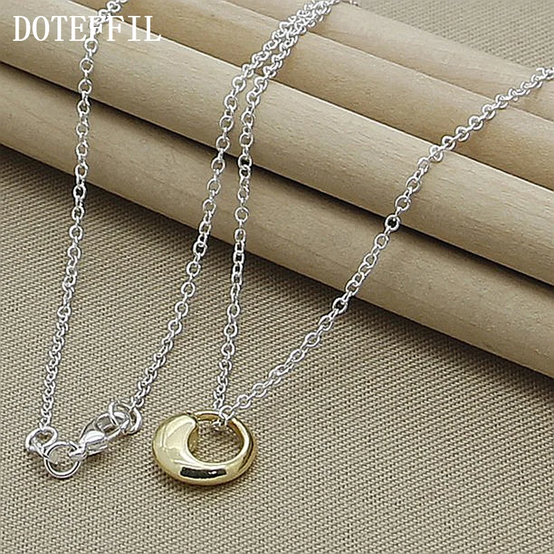 DOTEFFIL 925 Sterling Silver Gold Water Drops Pendant Necklace 18 Inch Chain For Women Jewelry