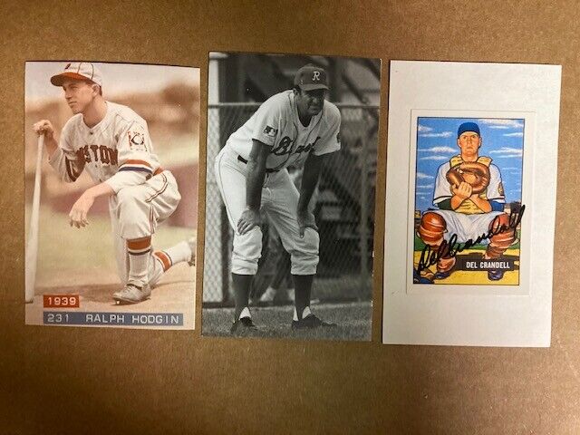 Lot of 3 Signed Boston Braves Cards Ralph Hodgin,Del Crandell & Mickey Vernon