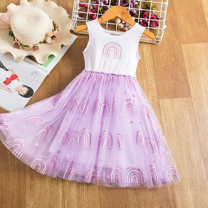 Summer Girl Vest Dress Tutu Children Clothes for Kids Girl Clothing 3 4 5 6 7 8 Years Princess Party Girls Dresses Vestidos