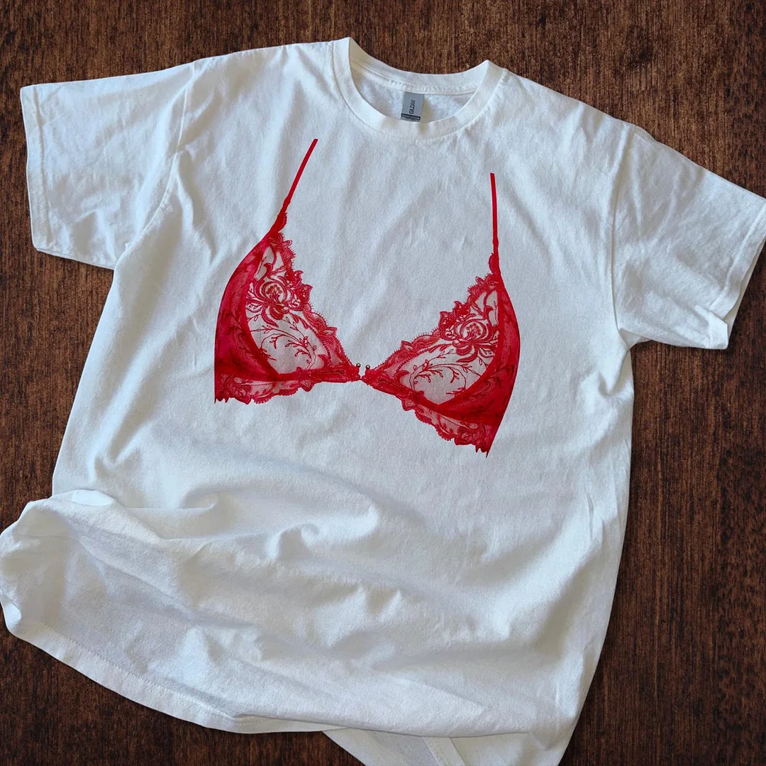 Red Bralette Graphic T-Shirt