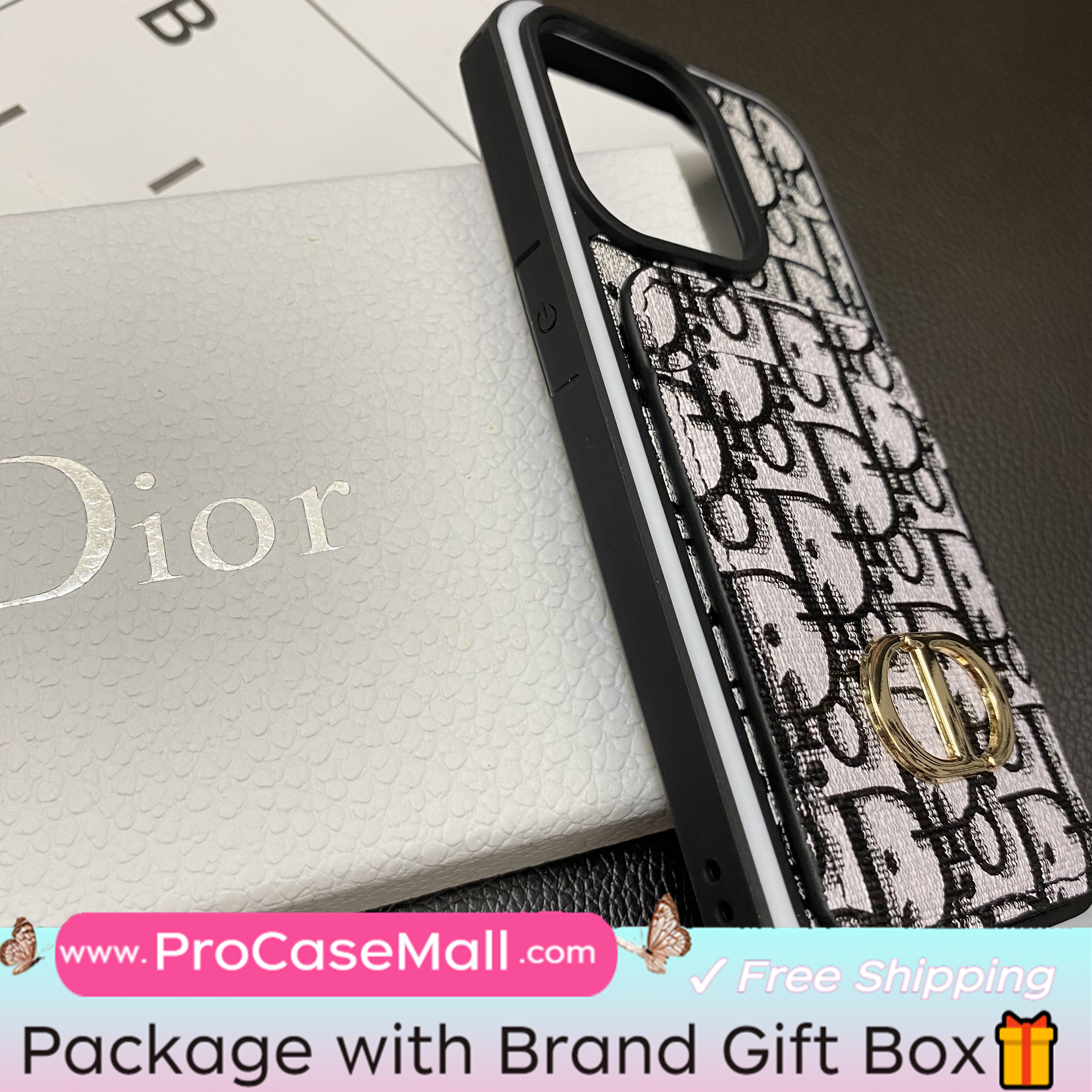 Dior Card Slot Luxury CD Metal Logo Apple iPhone Case