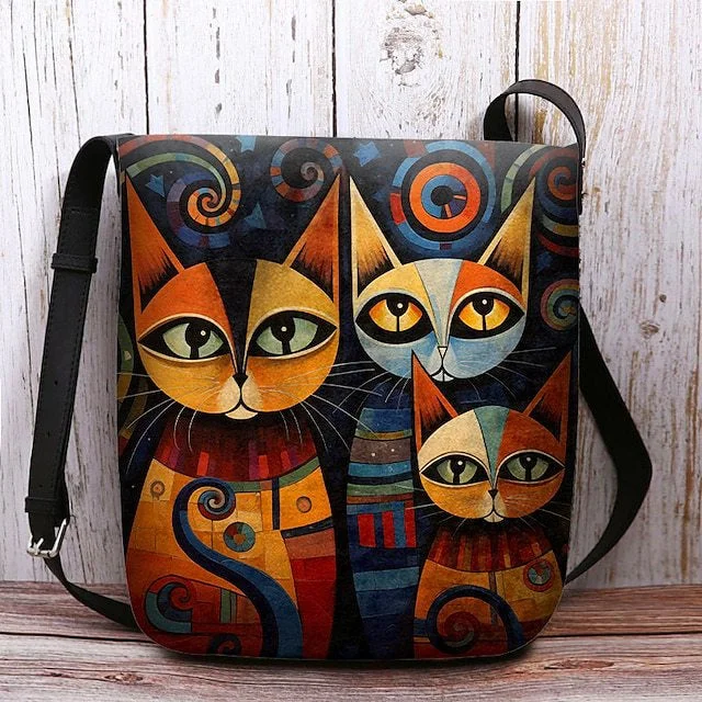 Style & Comfort for Mature Women Women's Cat Print Crossbody Bags Shoulder Bags