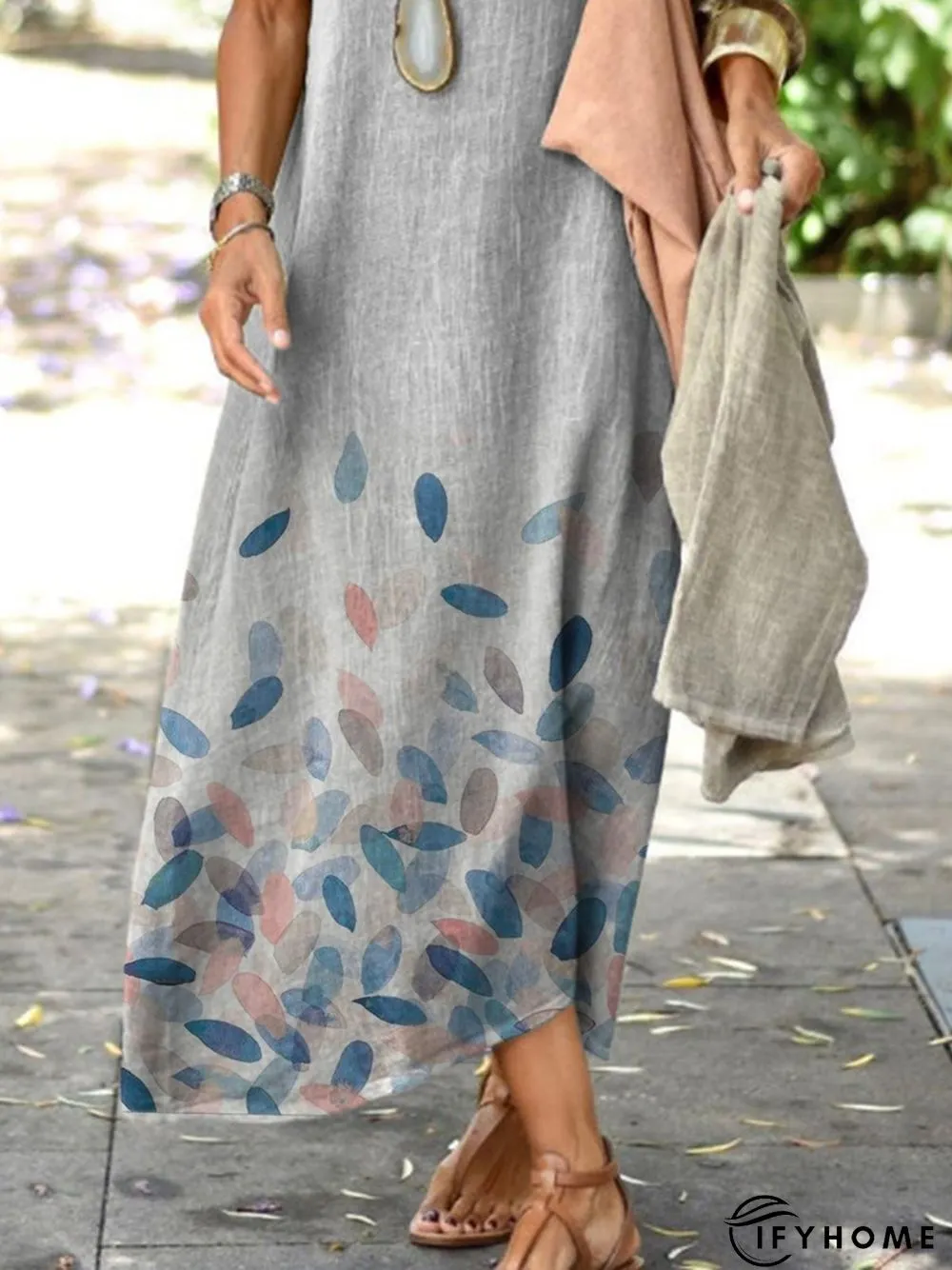Summer Leisure Vacation Plant Pattern Leaf Print Sleeveless Vest Skirt Floral-Print | IFYHOME