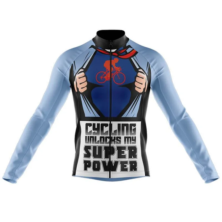 Cycling Unlocks My Super Powers  Men's Long Sleeve Cycling Jersey