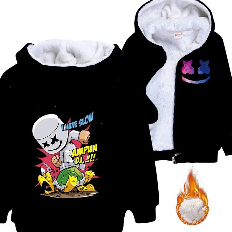 Ampun Marshmello I Hate Slow Print Boys Girls Zip Fleece Lined Hoodie-Mayoulove