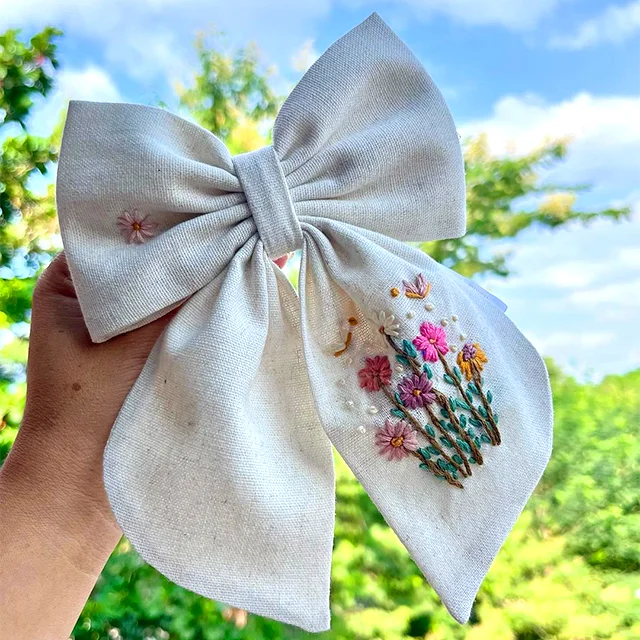 【25 PCS】Hair Bows Water Soluble Botanical Embroidery Patterns