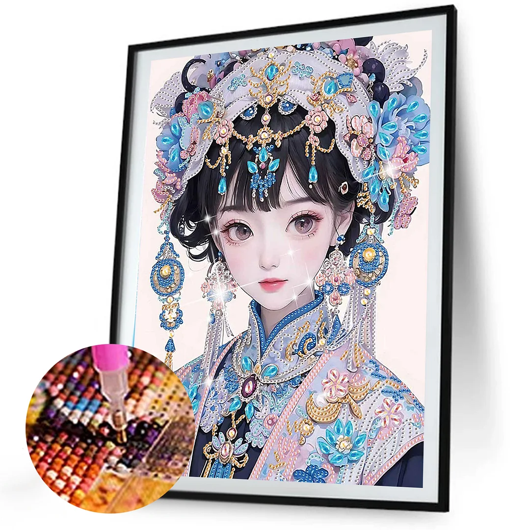 Diamond Painting - Partial Special Shaped Drill - Ornate Cute Girl(Canvas|30x40cm)