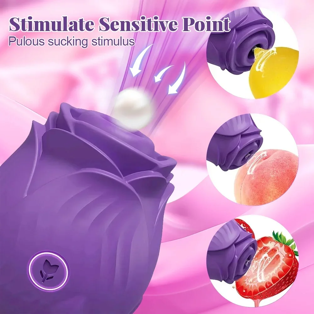 Rose Clitoral Sucker Sex Toy For Women and Remote Control Adjustable Nipple Toys Rose Vibrating Nipple Clamps With 10 Modes 