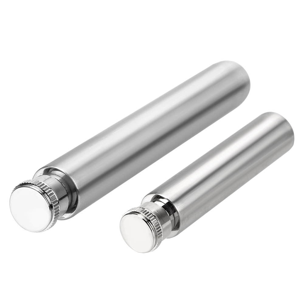Tegooe Portable Stainless Steel 1oz Tubular Mini Hip Flask for Whiskey and Spirits